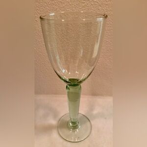 Hand blown green, wine glass. 14oz